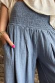 Annie Cushion Cotton Cuff Barrel Pant Denim